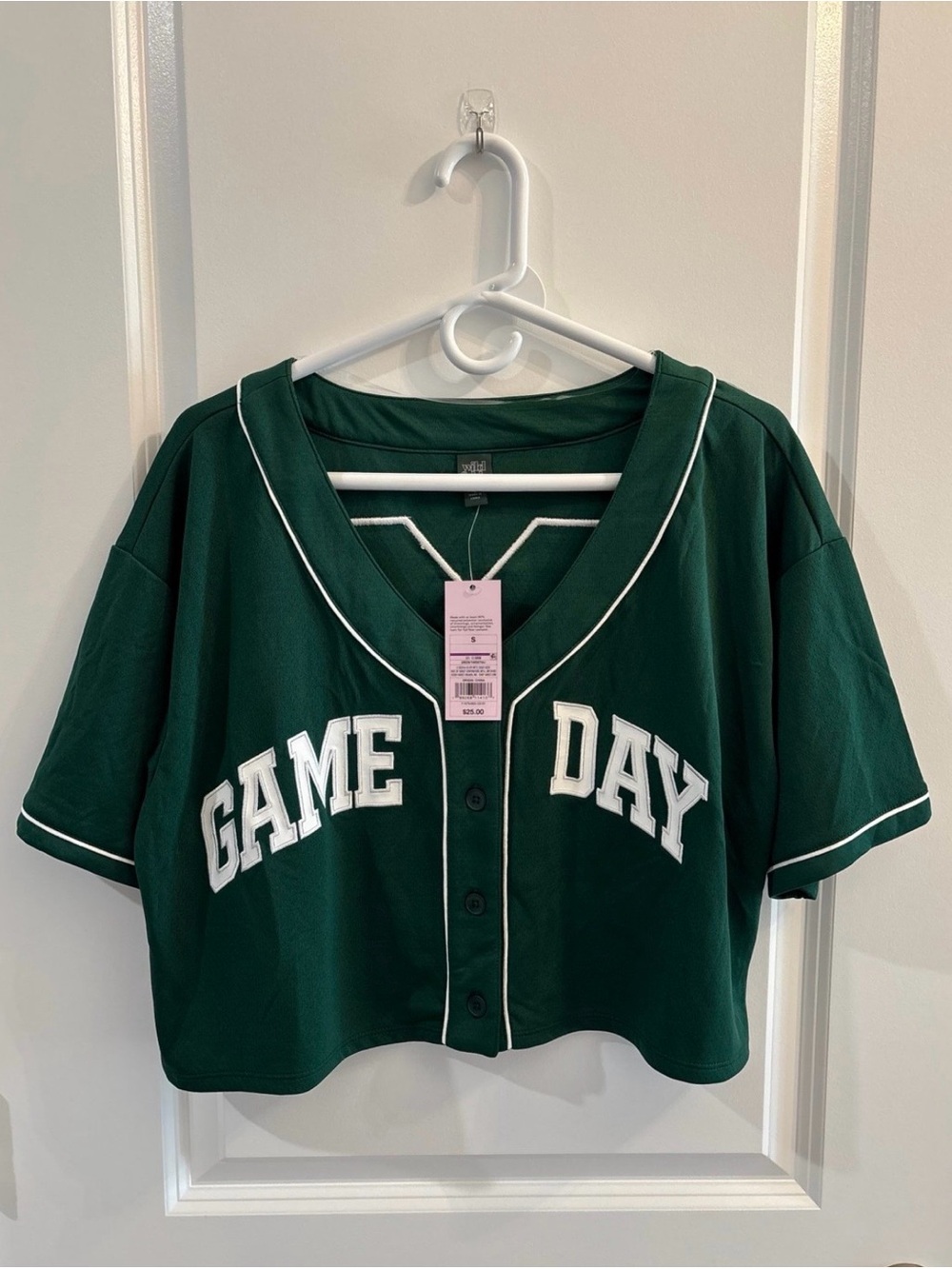 Wild Fable Women's Game Day Cropped V-Neck Athletic Jersey - Small - Green - NWT
